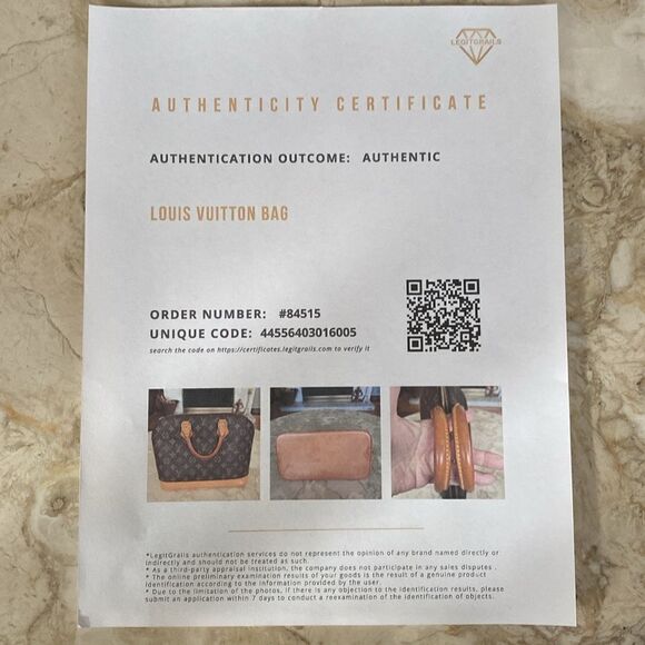 Authentic Louis Vuitton Alma Monogram Satchel Handbag - FL1001 - Picture 16 of 16